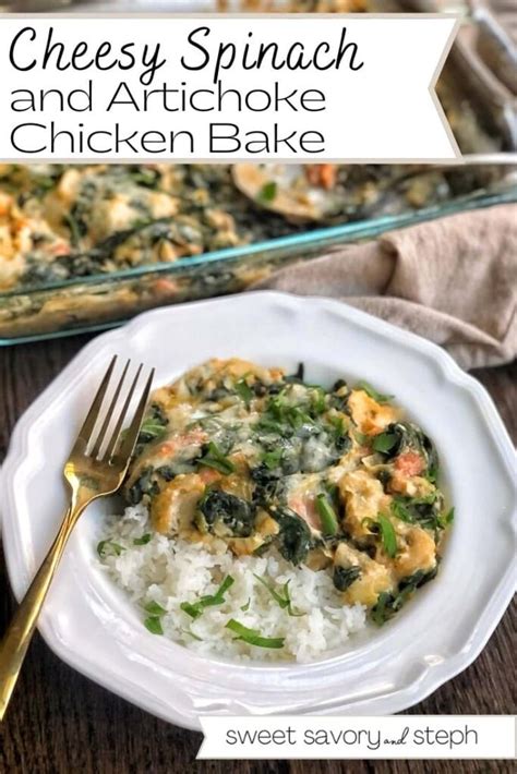 cheesy-spinach-and-artichoke-chicken-bake image