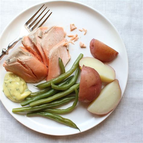 poached-salmon-with-beans-basil-mayonnaise-food52 image
