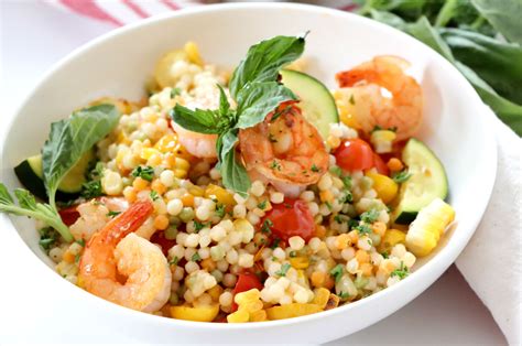 summer-vegetable-and-shrimp-pearl-couscous-dash image