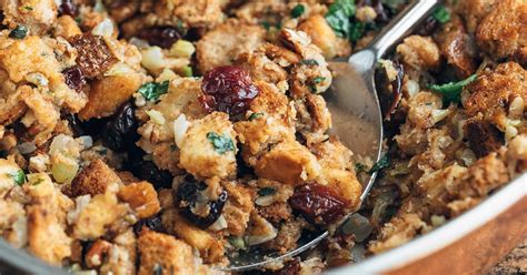 cranberry-stuffing-recipe-with-pecans-striped-spatula image
