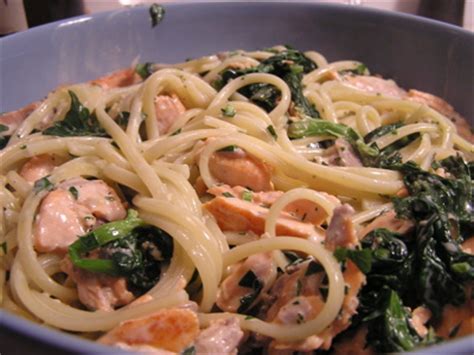 pan-seared-salmon-with-pasta-and-spinach image