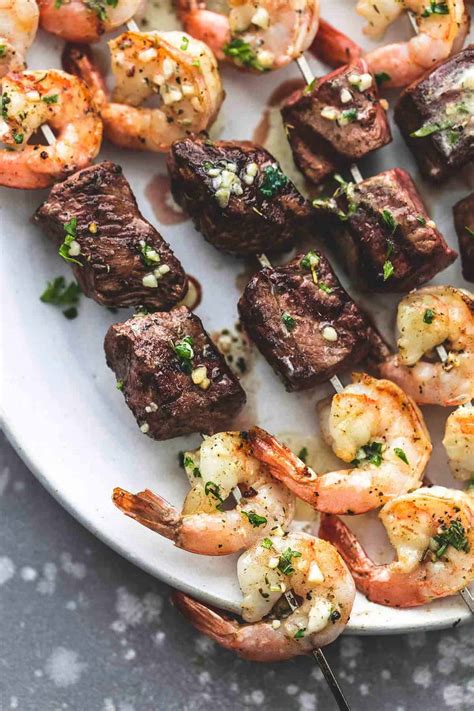garlic-butter-surf-and-turf-kabobs-steak-and-shrimp image