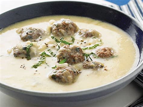 creamy-lemon-soup-with-lamb-mint-meatballs image
