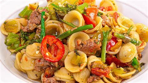 sausage-broccolini-peppers-and-onions-with-pasta image