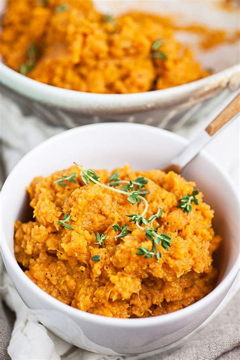 mashed-sweet-potatoes-garlic-herb-butter-the-rustic image