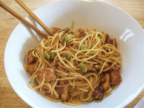 chicken-and-edamame-asian-noodles-recipe-quick image
