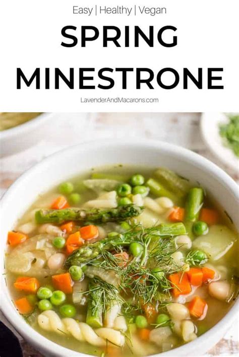 spring-minestrone-soup-lavender-macarons image