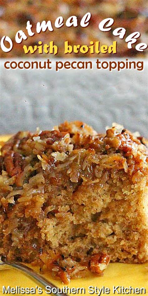 oatmeal-cake-with-broiled-coconut-pecan-topping image