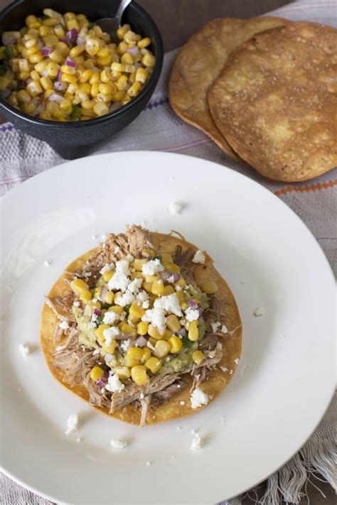 beer-pulled-pork-carnitas-tostadas-with-corn-salsa image