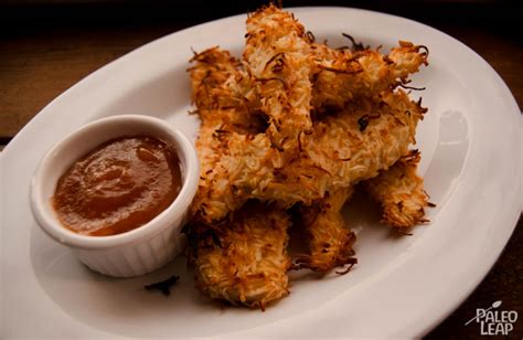 coconut-crusted-chicken-strips-recipe-paleo-leap image