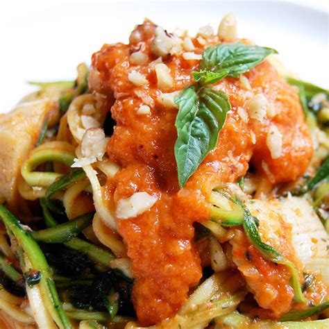 roasted-red-pepper-pesto-with-zucchini-noodles image