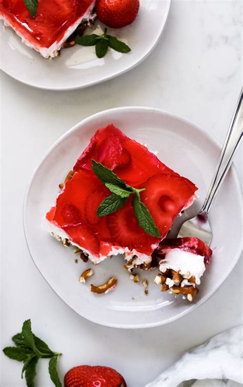 strawberry-pretzel-jello-dessert-fettys-food-blog image