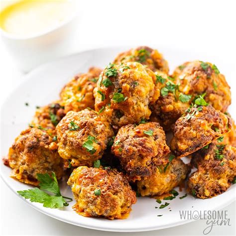 low-carb-keto-sausage-balls-recipe-with-cream-cheese image