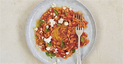 orzo-with-spiced-tomato-sauce-and-feta-recipe-purewow image