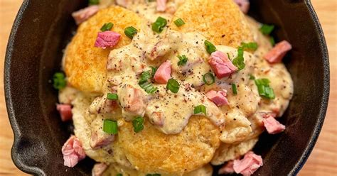 leftover-country-ham-and-gravy-biscuits-recipe-today image