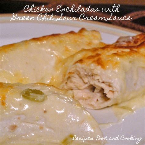chicken-enchiladas-with-green-chili-sour-cream-sauce image