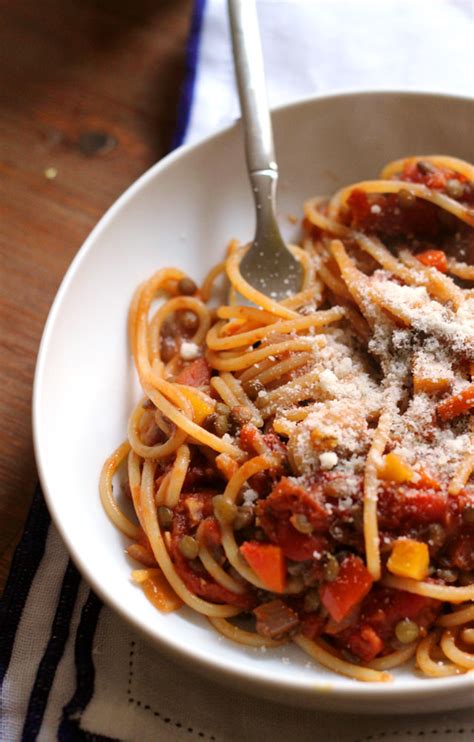 spaghetti-with-vegetarian-lentil-bolognese image