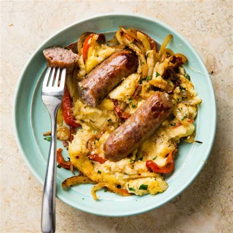 one-pan-sweet-italian-sausage-with-polenta-cooks image