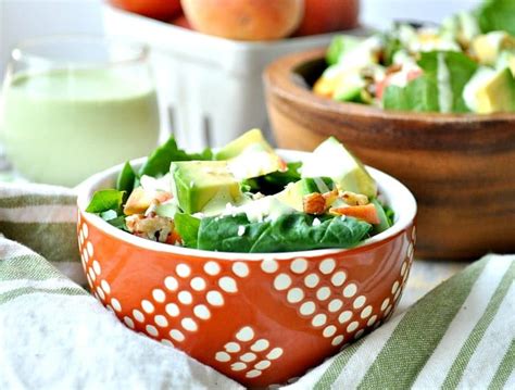 southern-peach-salad-with-green-goddess-dressing image