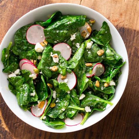 lemon-feta-and-pistachio-spinach-salad-cooks image