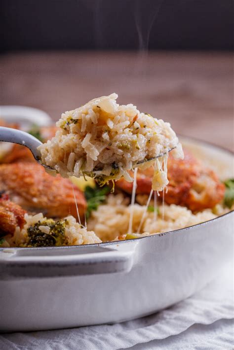 crispy-chicken-thighs-on-cheesy-broccoli-rice-simply image