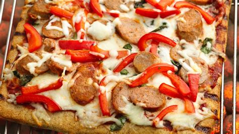 grilled-sausage-and-pepper-pizza-recipe-pillsburycom image