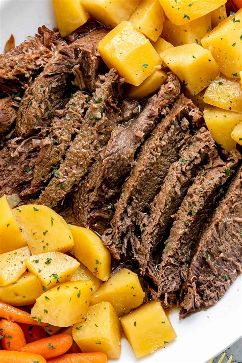 instant-pot-pot-roast-with-carrots-and-potatoes-easy image