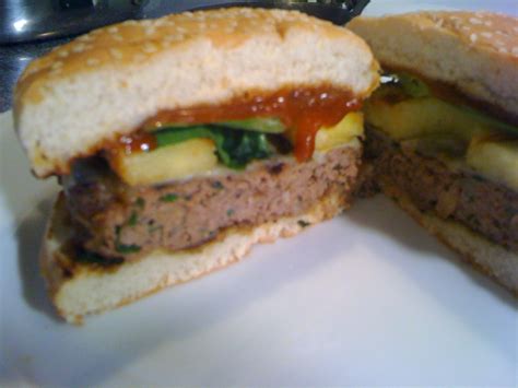 bbq-burger-with-grilled-pineapple-sprinkles-of-parsley image