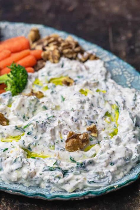 spinach-greek-yogurt-dip-recipe-with-walnuts-the image