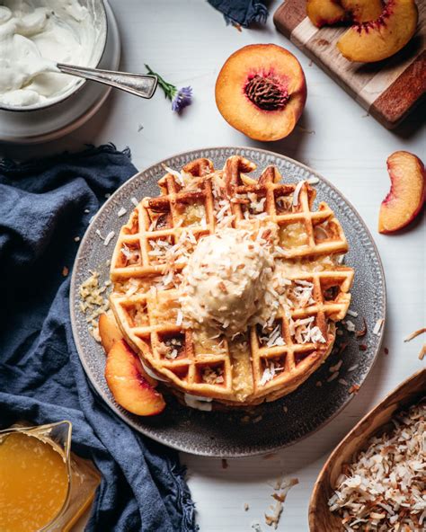 passion-fruit-peach-waffles-recipe-da-vine-hawaii image
