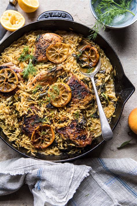 one-skillet-lemon-butter-chicken-and-orzo-half image