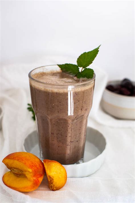 cherry-peach-protein-smoothie-red-cottage-chronicles image