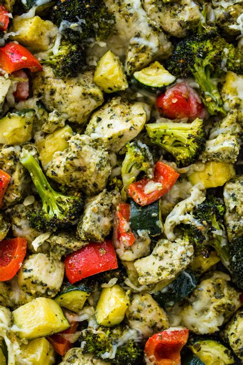healthy-pesto-chicken-and-veggies-20-minute-sheet image