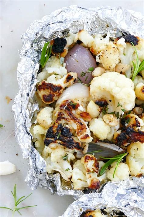 garlic-rosemary-grilled-cauliflower-foil-packets image