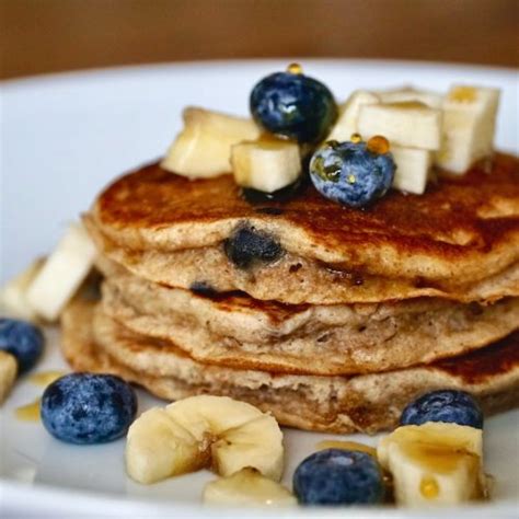 banana-blueberry-pancakes-whole-grain-breakfast image