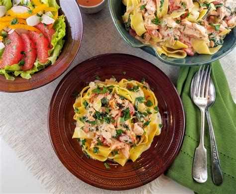 salmon-cream-pasta-with-roasted-red-peppers image
