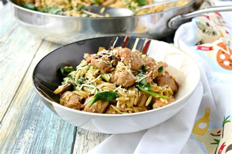 one-pot-italian-sausage-orzo-with-spinach image