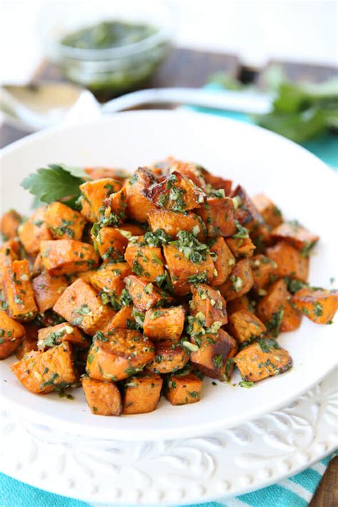 roasted-sweet-potatoes-with-chimichurri-our-best-bites image