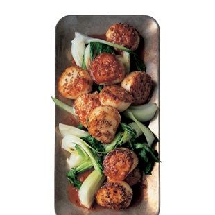 seared-coriander-scallops-with-bok-choy-and-hoisin image