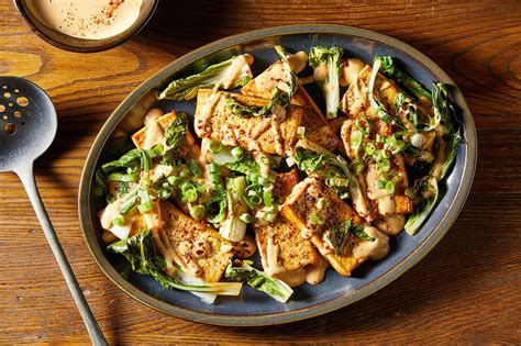 baked-tofu-with-peanut-sauce-and-bok-choy-the image