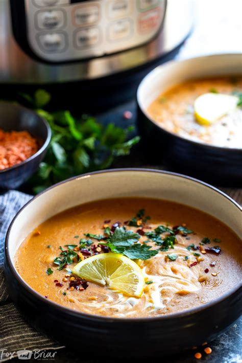 instant-pot-vegan-red-lentil-soup-fox-and-briar image