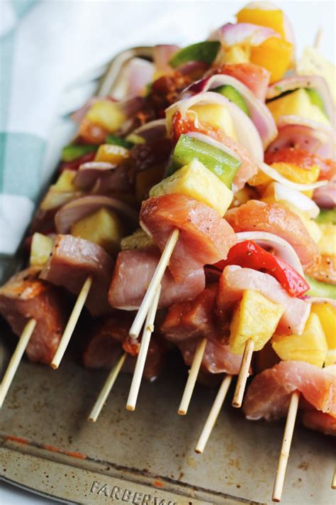 pineapple-pork-kabobs-with-healthier-hawaiian-macaroni-salad image