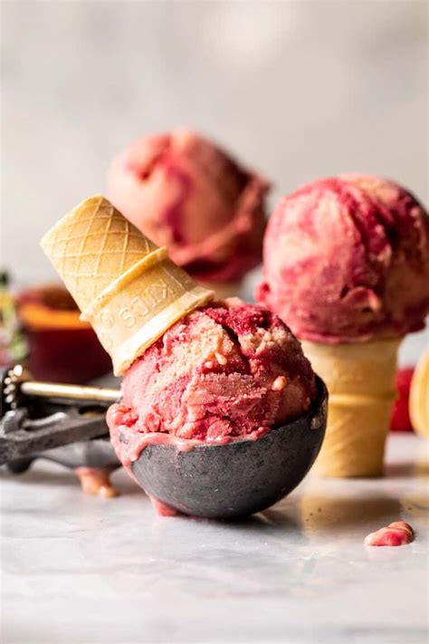 5-ingredient-raspberry-peach-sherbet-half-baked-harvest image