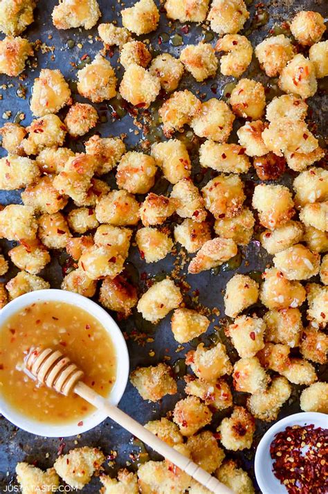 baked-popcorn-chicken-with-honey-garlic-glaze-just image