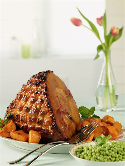 baked-ham-with-ginger-mango-glaze-and-roasted image