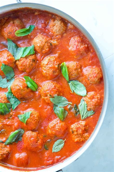 easy-turkey-meatballs-in-tomato-basil-sauce-inspired image