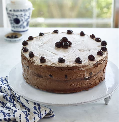 chocolate-sponge-cake-with-sour-cherries-and image