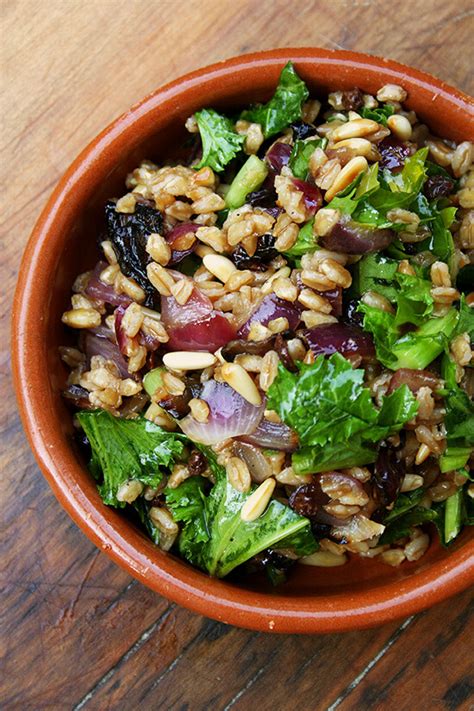 farro-salad-with-toasted-pine-nuts-currants-mustard image