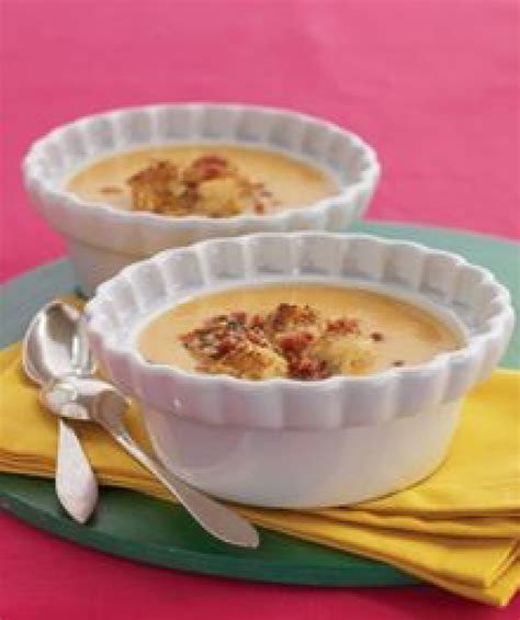 sweet-potato-soup-with-pancetta-rosemary-croutons image