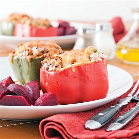 beef-and-rice-stuffed-bell-peppers-5-ingredients-15-minutes image